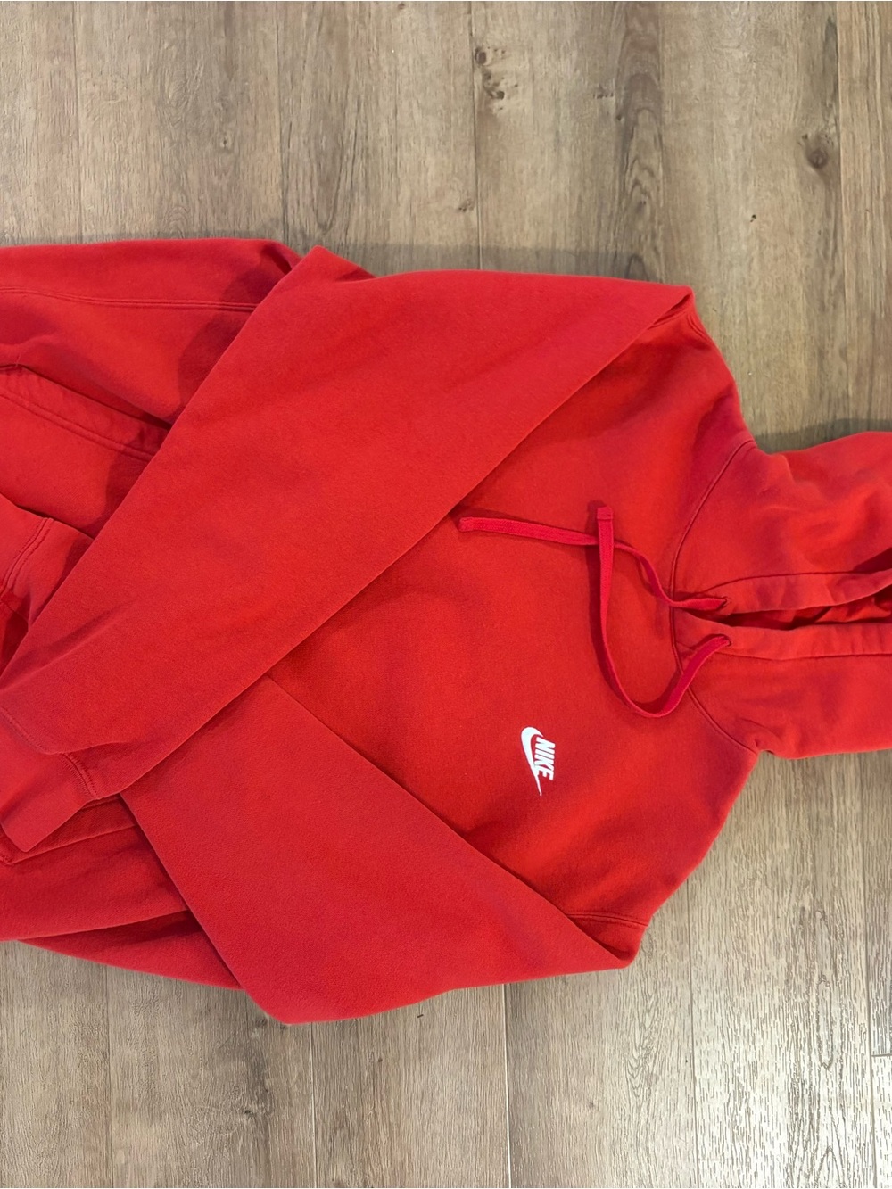 Nike Red Hoodie with White Logo Tag